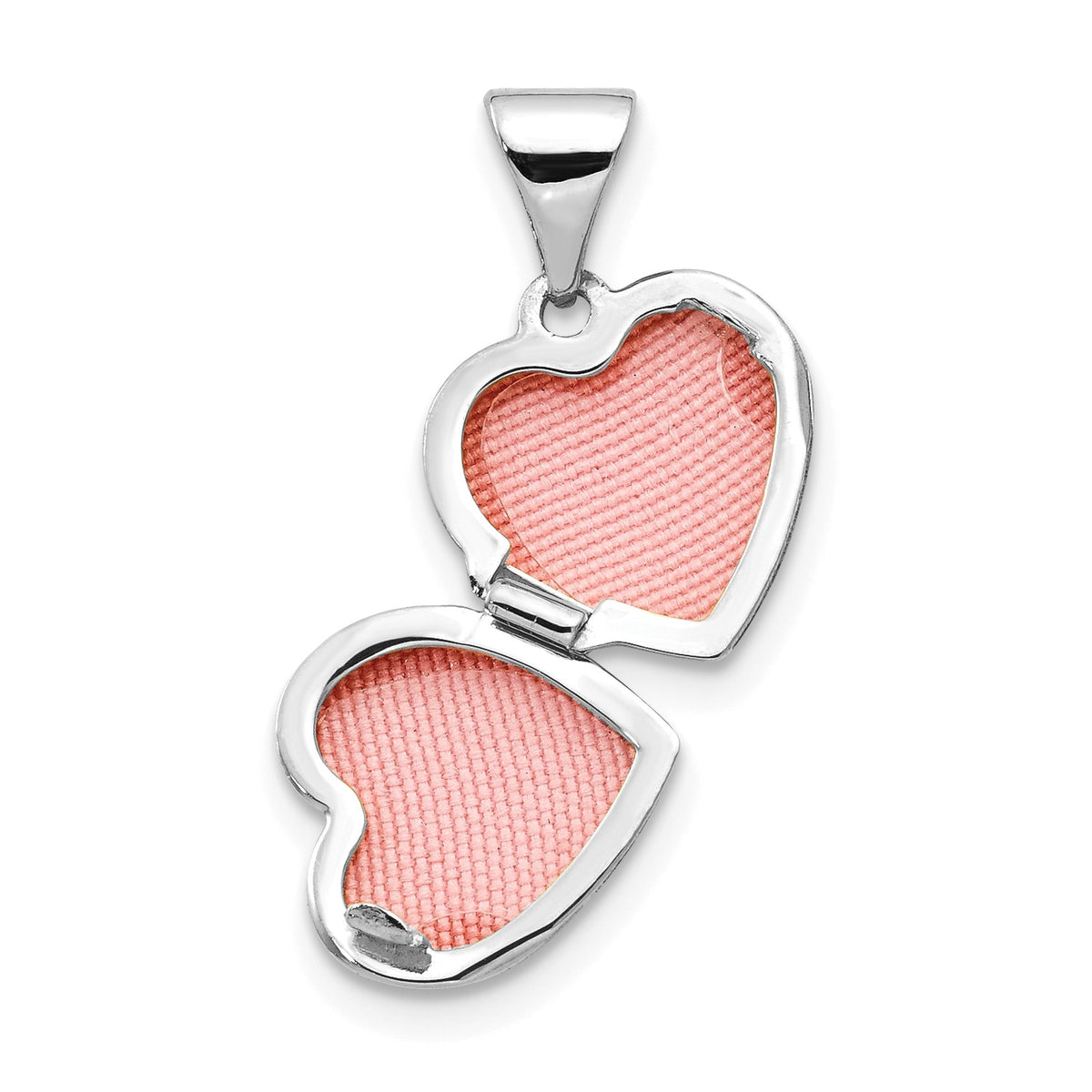 Alternate view of the 14k White Gold 10mm Polished Heart Shaped Locket by The Black Bow Jewelry Co.
