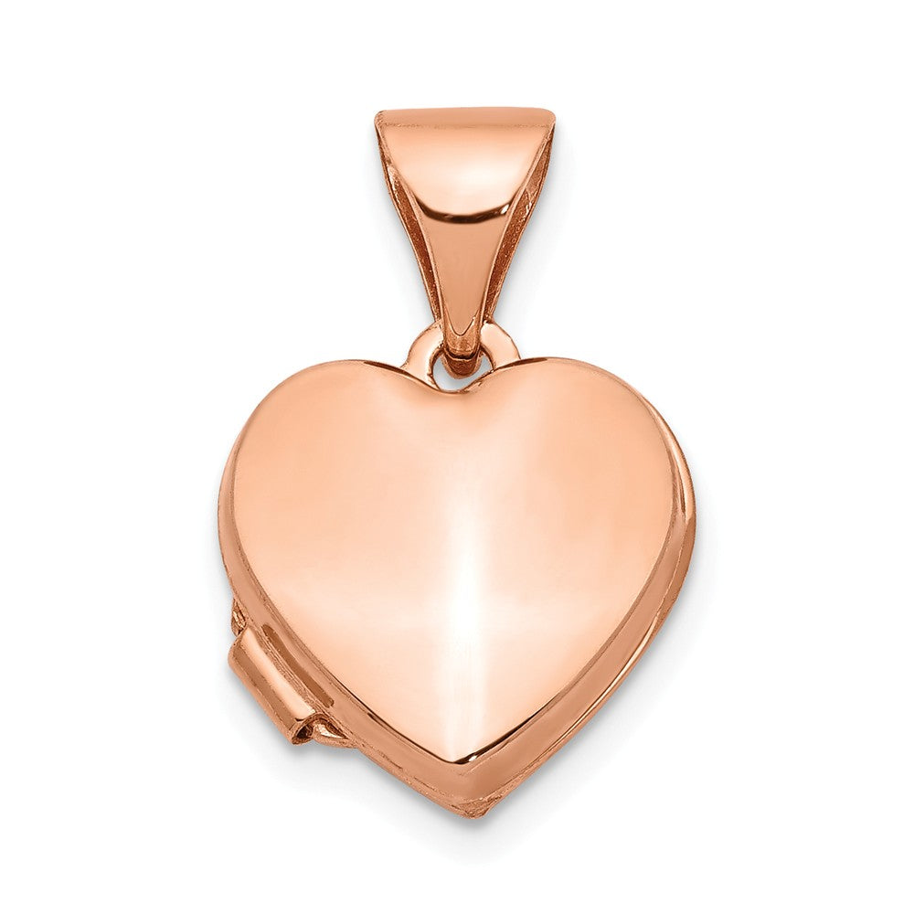 14k Rose Gold 10mm Polished Heart Shaped Locket, Item P12106 by The Black Bow Jewelry Co.
