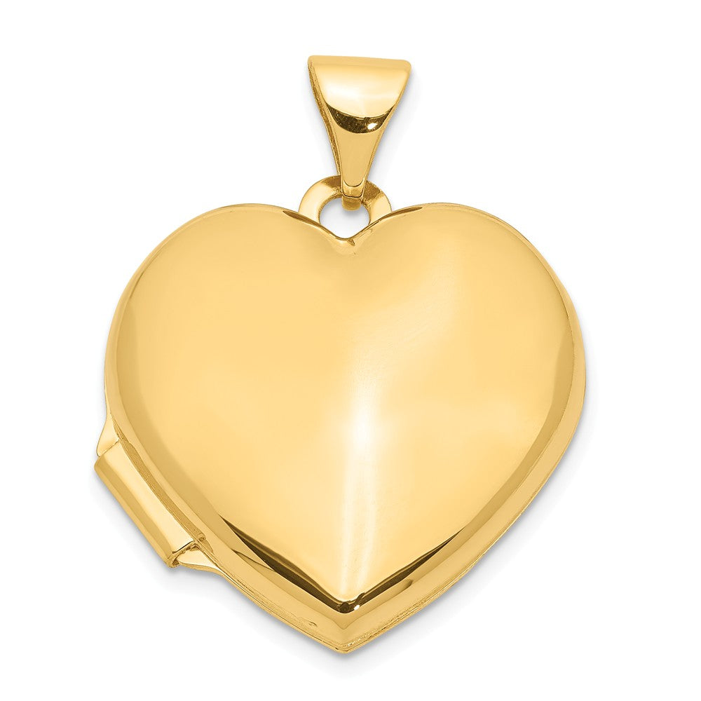 14k Yellow Gold 18mm Polished Heart Locket, Item P12107 by The Black Bow Jewelry Co.
