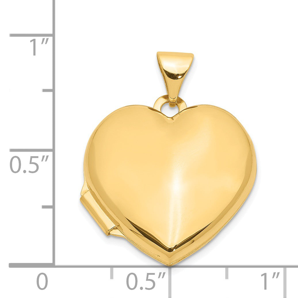Alternate view of the 14k Yellow Gold 18mm Polished Heart Locket by The Black Bow Jewelry Co.