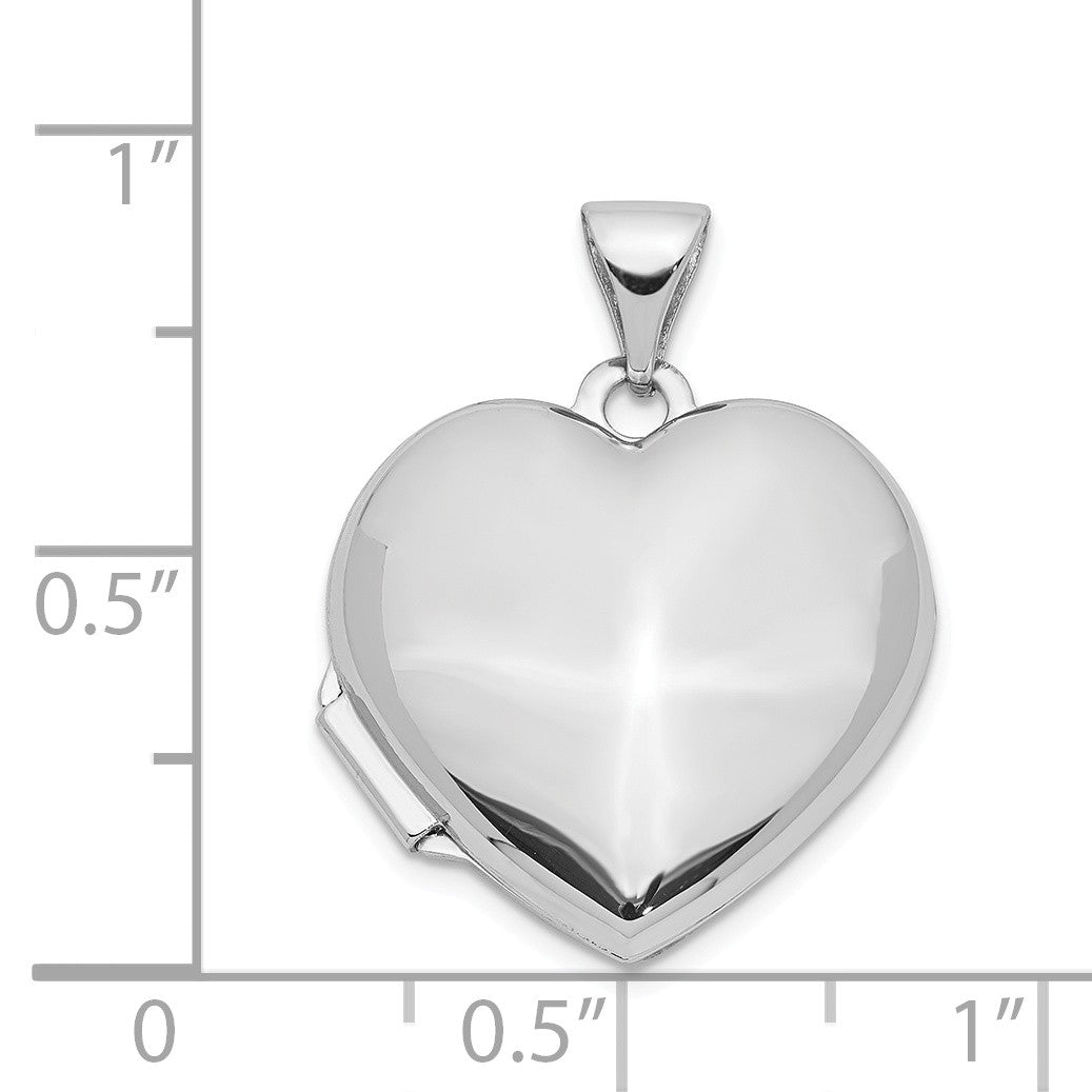 Alternate view of the 14k White Gold 18mm Polished Domed Heart Locket by The Black Bow Jewelry Co.