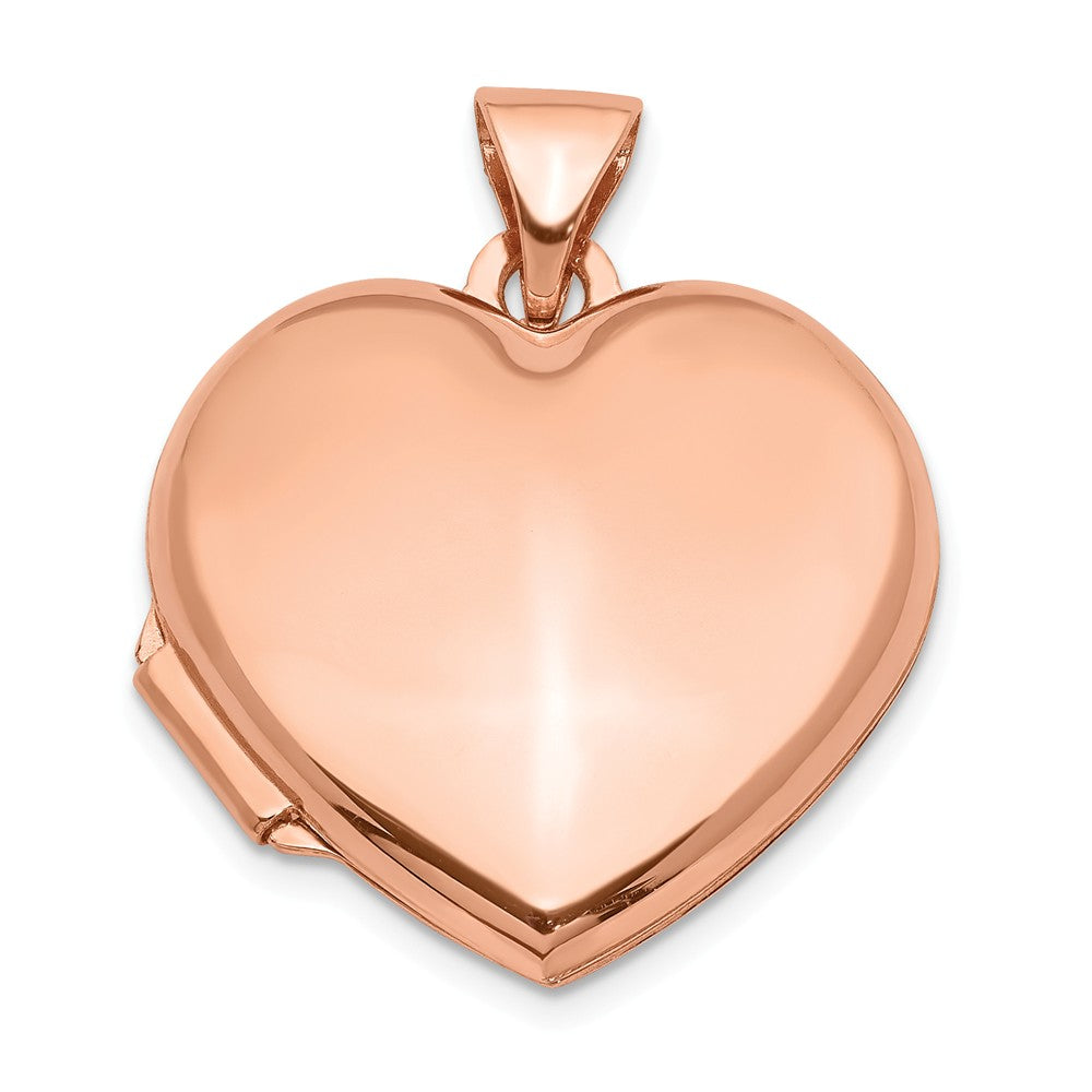 14k Rose Gold 18mm Polished Domed Heart Locket, Item P12110 by The Black Bow Jewelry Co.