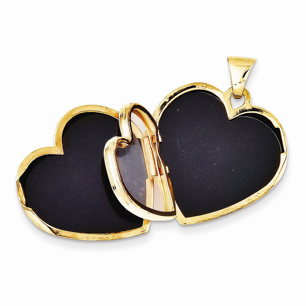 Alternate view of the 14k Yellow Gold 21mm Family Polished Heart Locket by The Black Bow Jewelry Co.