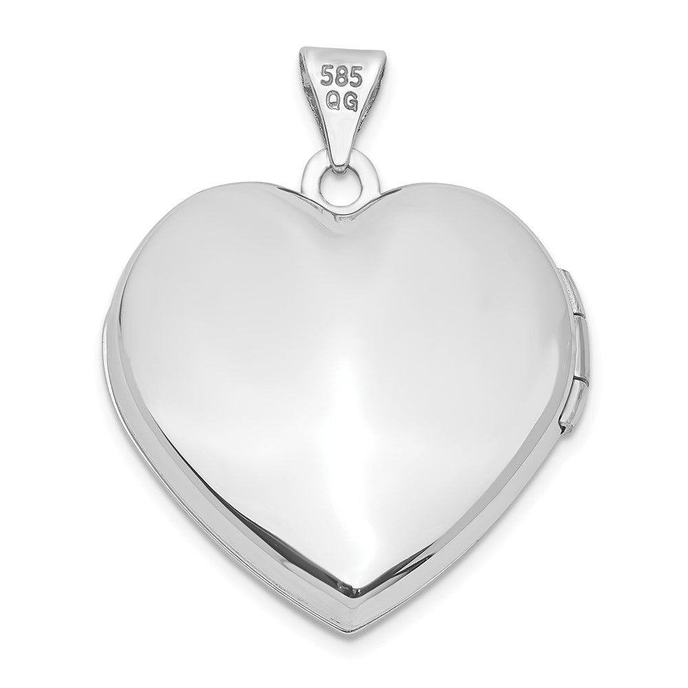 Alternate view of the 14k White Gold 21mm Family Polished Heart Locket by The Black Bow Jewelry Co.