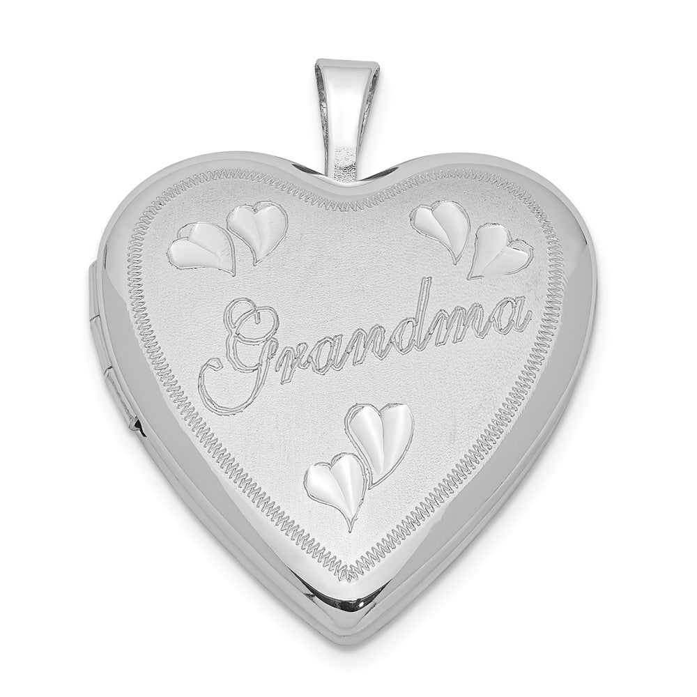 Sterling Silver 20mm Diamond Cut Grandma Heart Locket, Item P12120 by The Black Bow Jewelry Co.