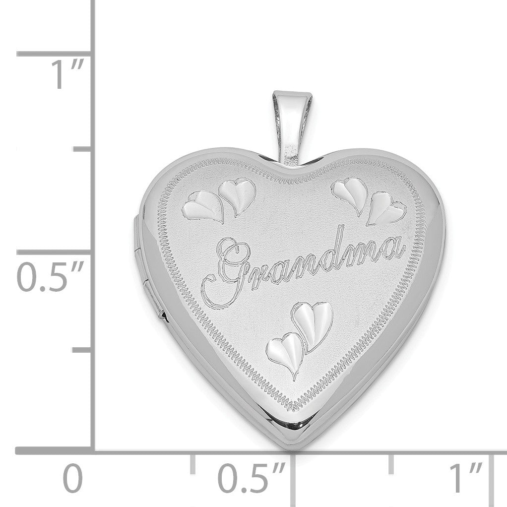 Alternate view of the Sterling Silver 20mm Diamond Cut Grandma Heart Locket by The Black Bow Jewelry Co.