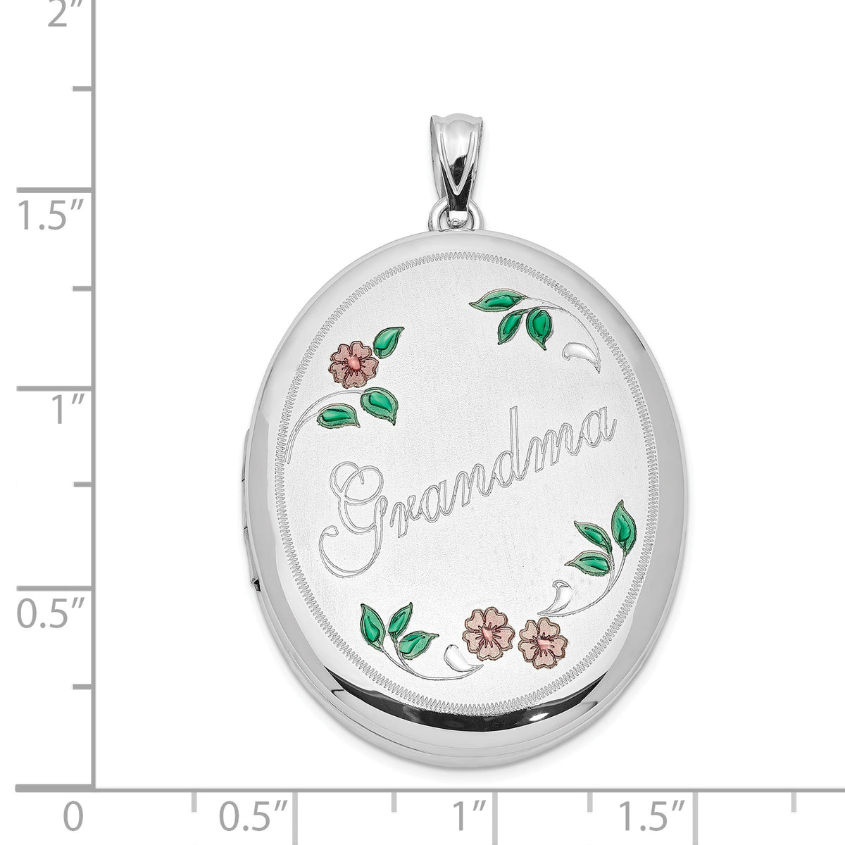 Alternate view of the Sterling Silver and Enamel 34mm Grandma Oval Locket by The Black Bow Jewelry Co.