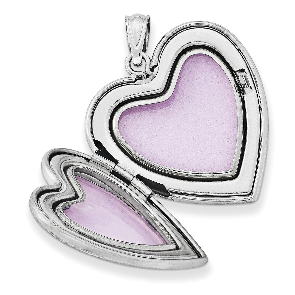 Alternate view of the Sterling Silver 24mm Breast Cancer Awareness Heart Locket by The Black Bow Jewelry Co.