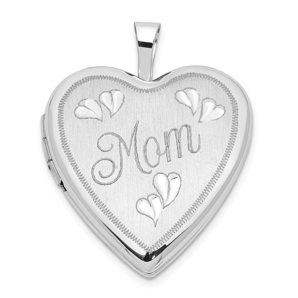 14k White Gold 20mm Mom Heart Locket, Item P12143 by The Black Bow Jewelry Co.