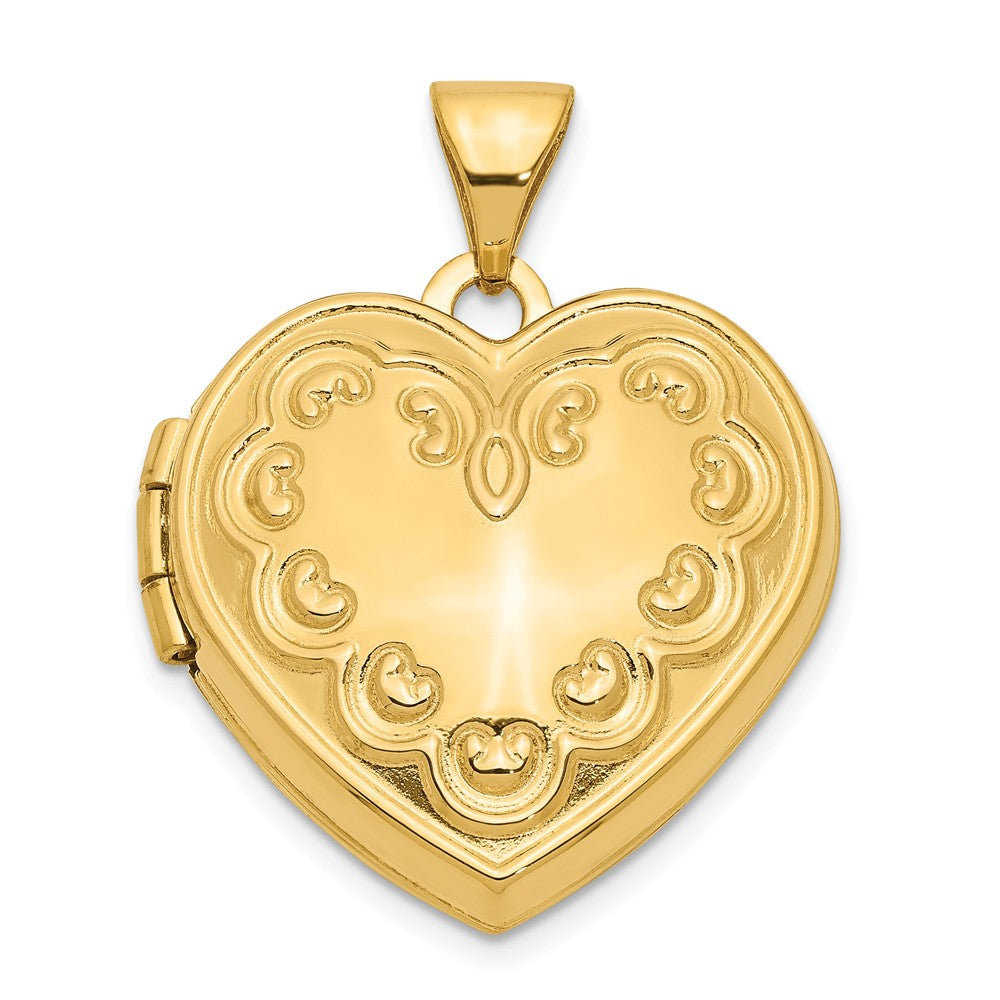 14k Yellow Gold 18mm Domed Heart Locket, Item P12144 by The Black Bow Jewelry Co.