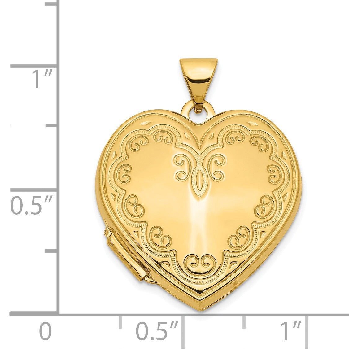 14k Yellow Gold 21mm Ornate Heart Locket - The Black Bow Jewelry Company