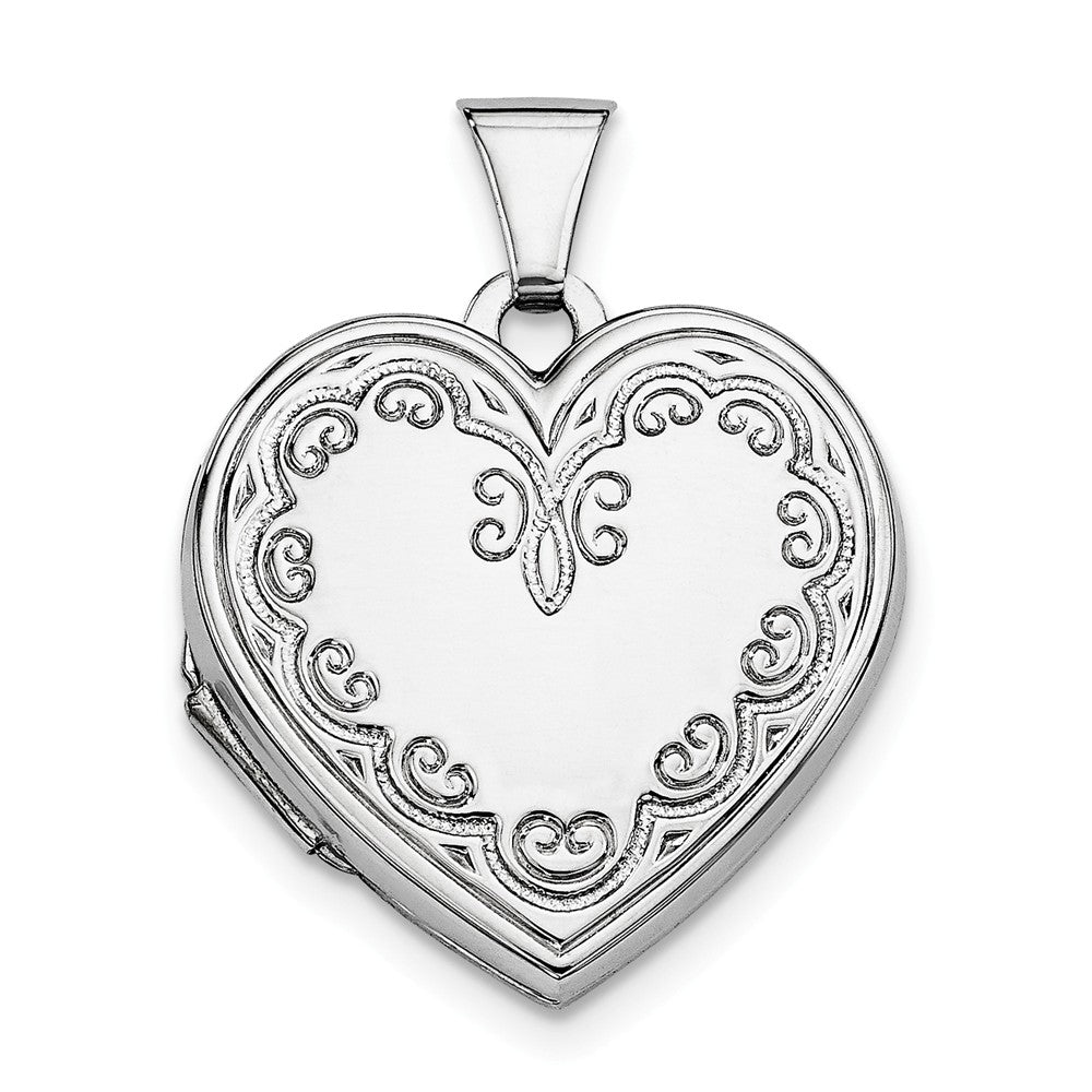 Sterling Silver 21mm Ornate Heart Locket, Item P12148 by The Black Bow Jewelry Co.