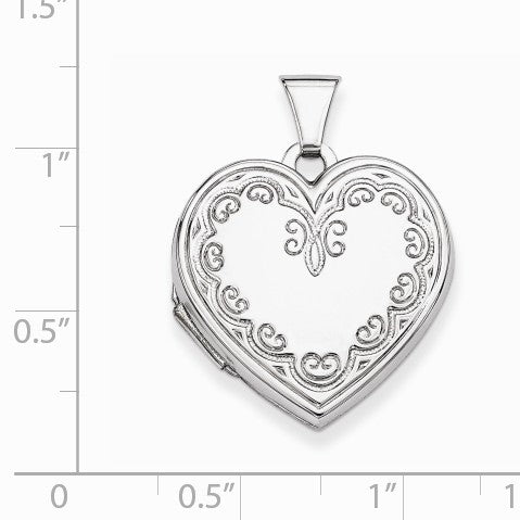 Alternate view of the Sterling Silver 21mm Ornate Heart Locket by The Black Bow Jewelry Co.