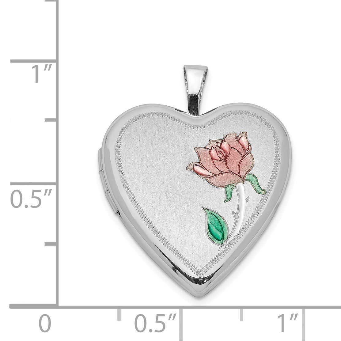 Alternate view of the Sterling Silver and Enamel 20mm Rose Heart Locket by The Black Bow Jewelry Co.