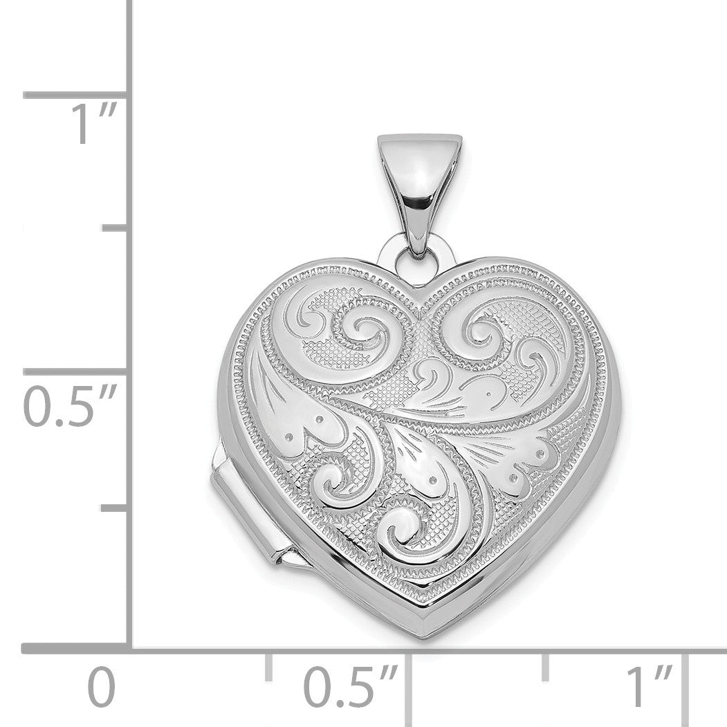 Alternate view of the Sterling Silver 18mm Reversible Scrolled Heart Locket by The Black Bow Jewelry Co.