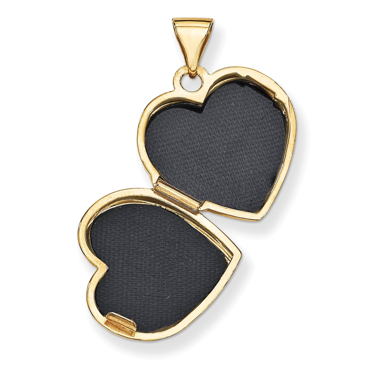 Alternate view of the 14k Yellow Gold 15mm I Love You Floral Heart Locket by The Black Bow Jewelry Co.