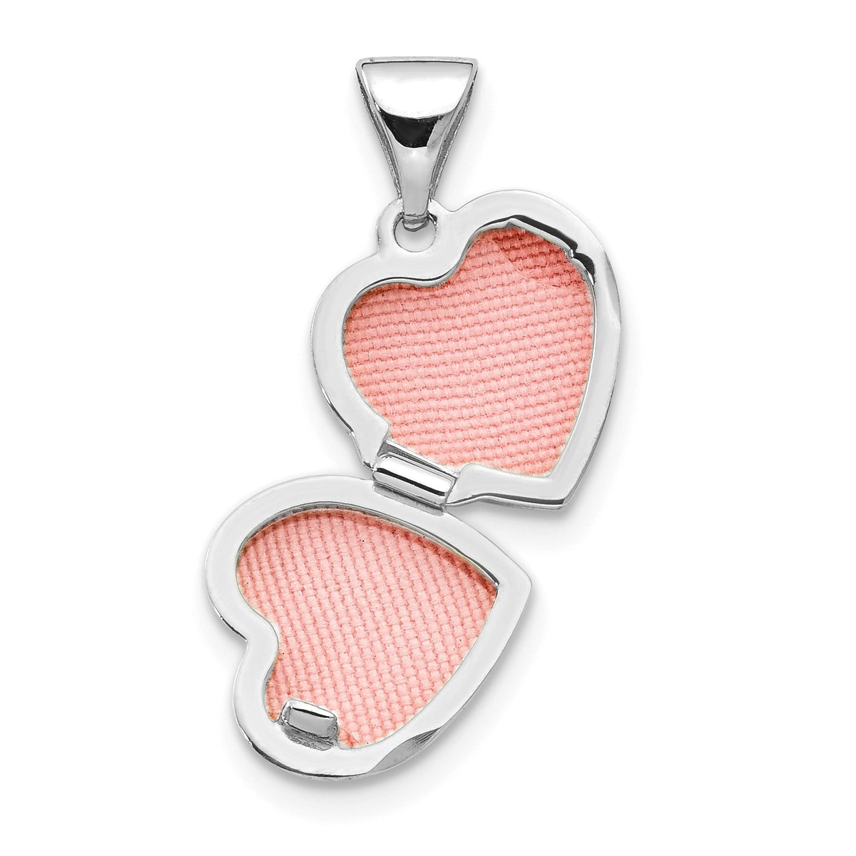 Alternate view of the 14k White Gold 10mm Textured Floral Heart Locket by The Black Bow Jewelry Co.