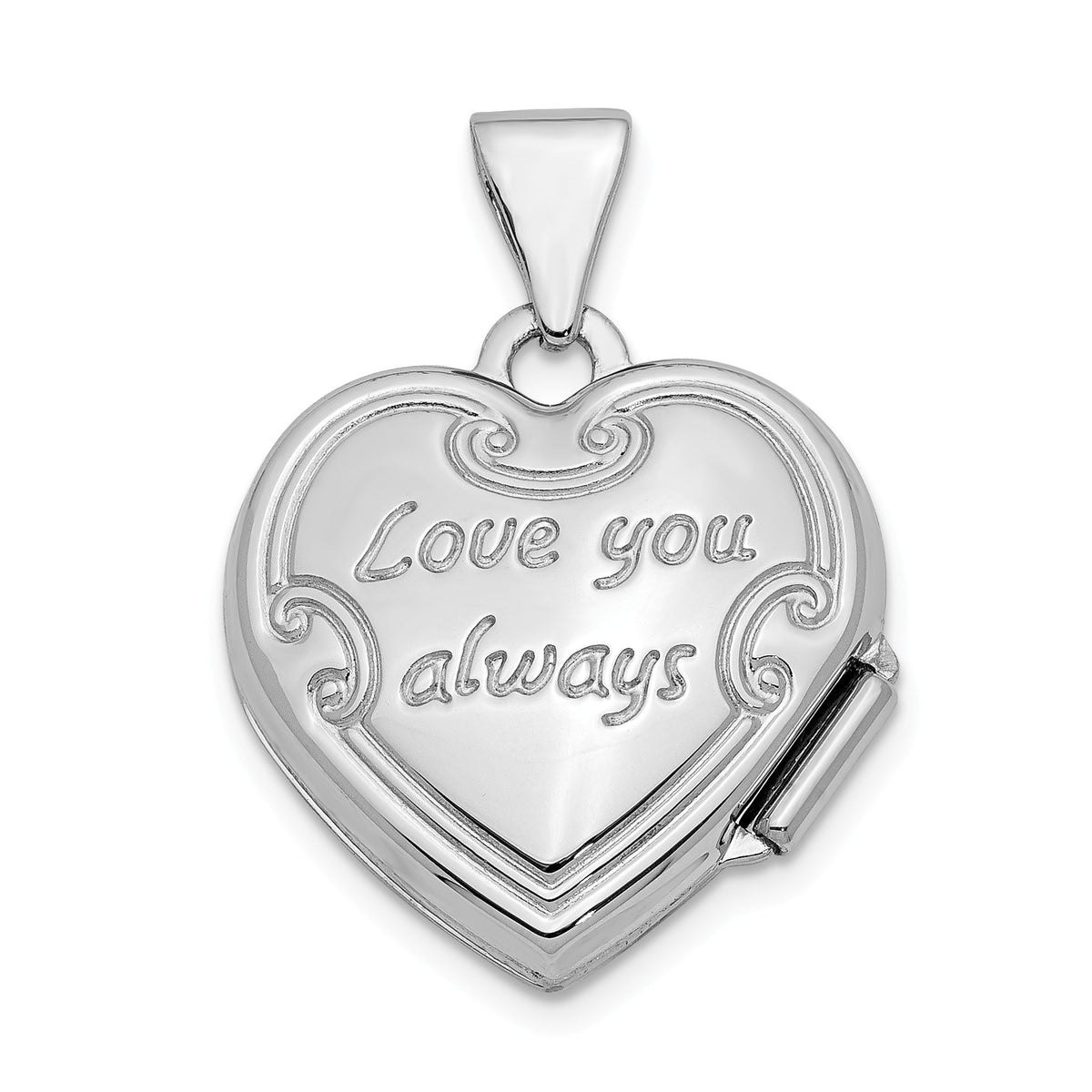 Alternate view of the 14k White Gold 15mm Love You Always Reversible Floral Heart Locket by The Black Bow Jewelry Co.