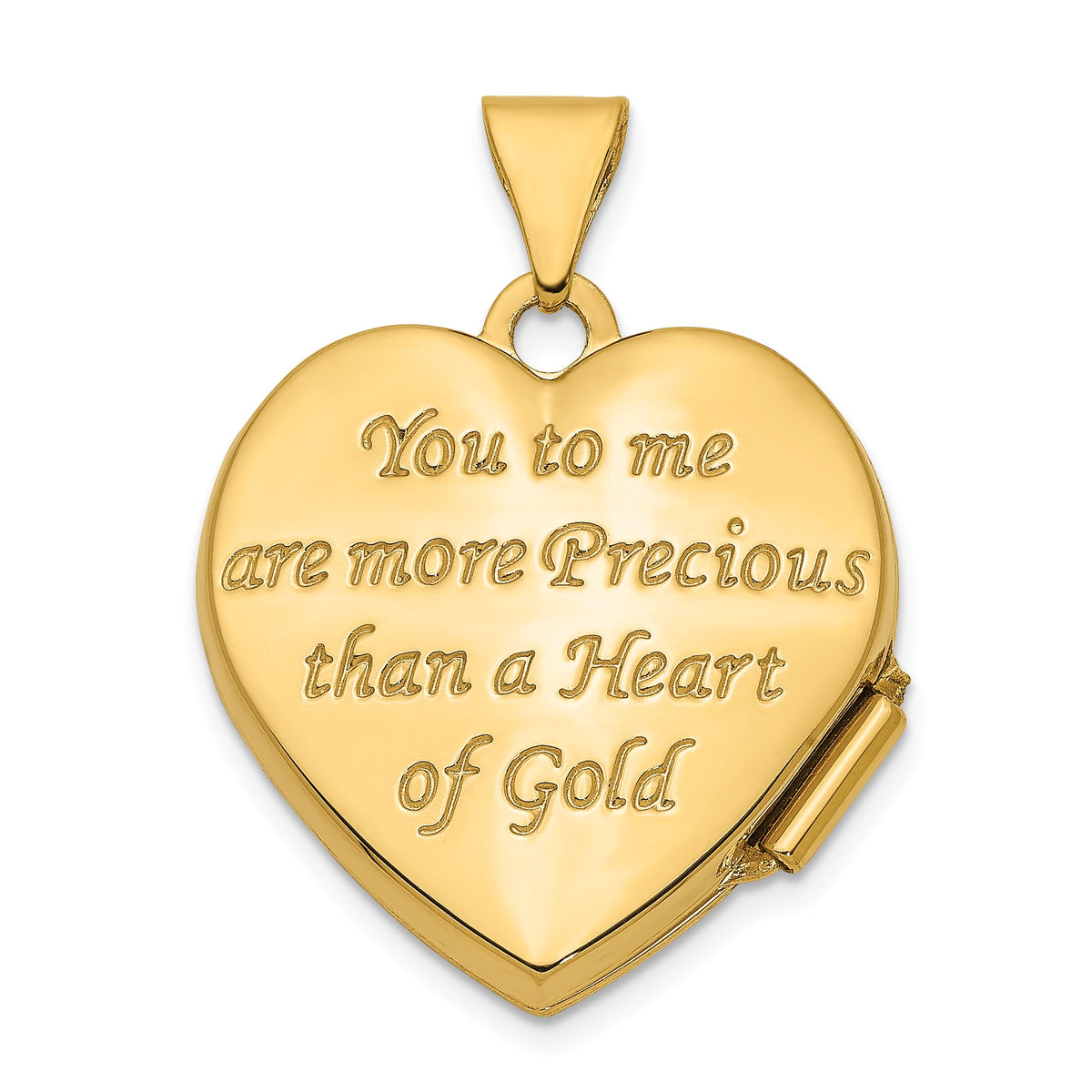 Alternate view of the 14k Yellow Gold &amp; White Rhodium 18mm Heart of Gold Sentiment Locket by The Black Bow Jewelry Co.