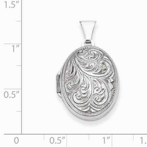 Alternate view of the Sterling Silver 21mm Reversible Scroll Oval Locket by The Black Bow Jewelry Co.
