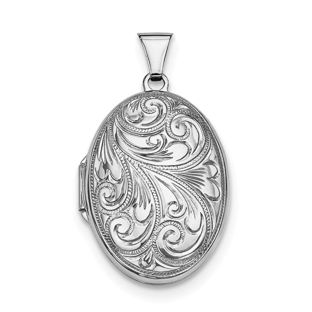 Sterling Silver 26mm Reversible Scroll Oval Locket, Item P12201 by The Black Bow Jewelry Co.