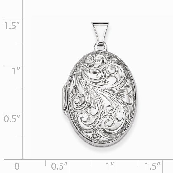 Alternate view of the Sterling Silver 26mm Reversible Scroll Oval Locket by The Black Bow Jewelry Co.