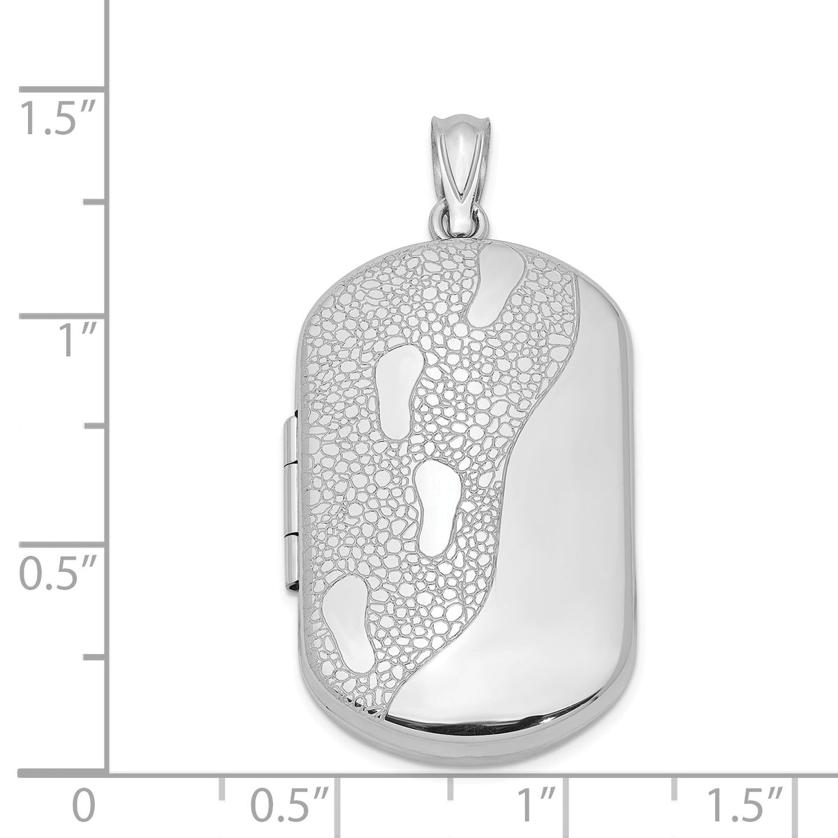 Alternate view of the Sterling Silver 30mm Footprints Rectangular Locket by The Black Bow Jewelry Co.