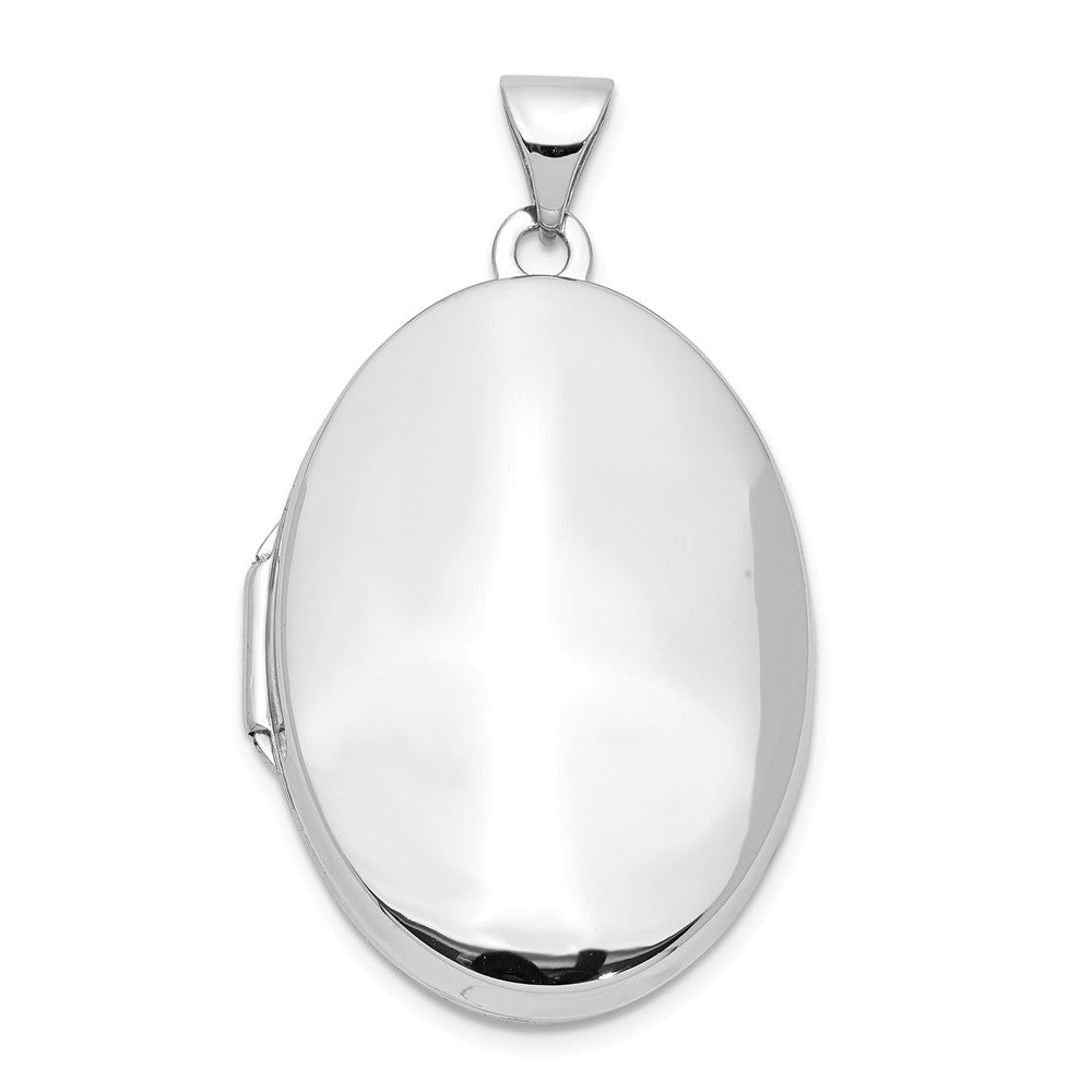 14k White Gold Polished Domed Locket, 26mm, Item P12229 by The Black Bow Jewelry Co.