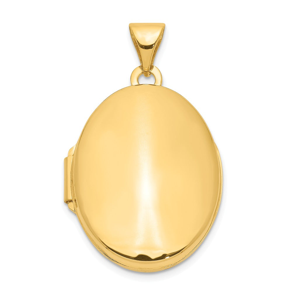 14k Yellow Gold 21mm Polished Oval Locket, Item P12232 by The Black Bow Jewelry Co.