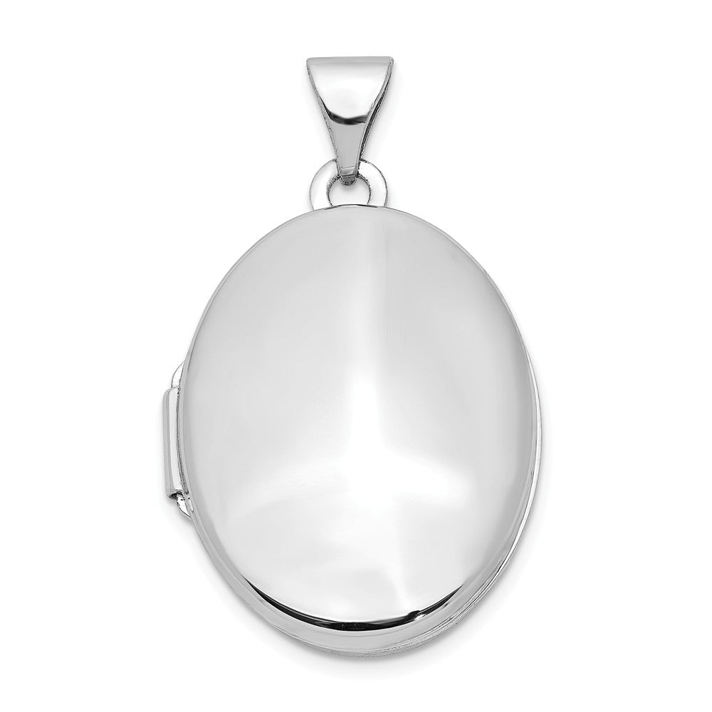 14k White Gold 21mm Polished Oval Locket, Item P12233 by The Black Bow Jewelry Co.