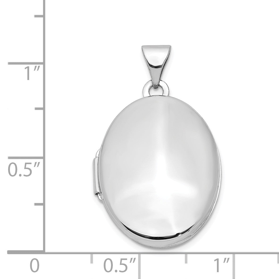 Alternate view of the 14k White Gold 21mm Polished Oval Locket by The Black Bow Jewelry Co.