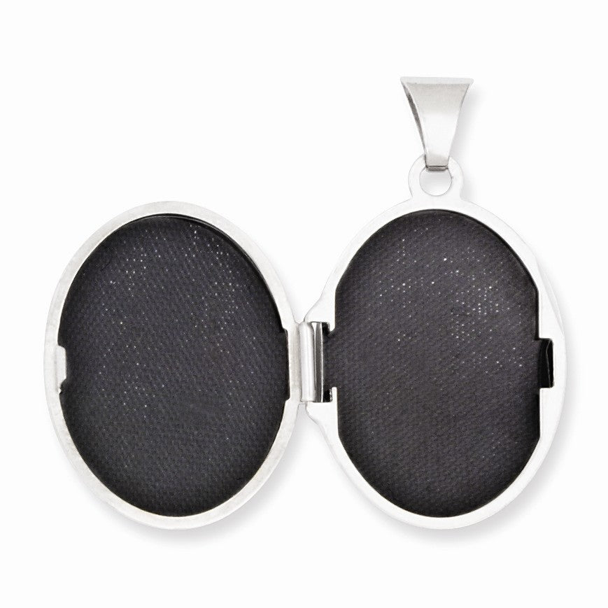 Alternate view of the Sterling Silver 21mm Polished Oval Locket by The Black Bow Jewelry Co.