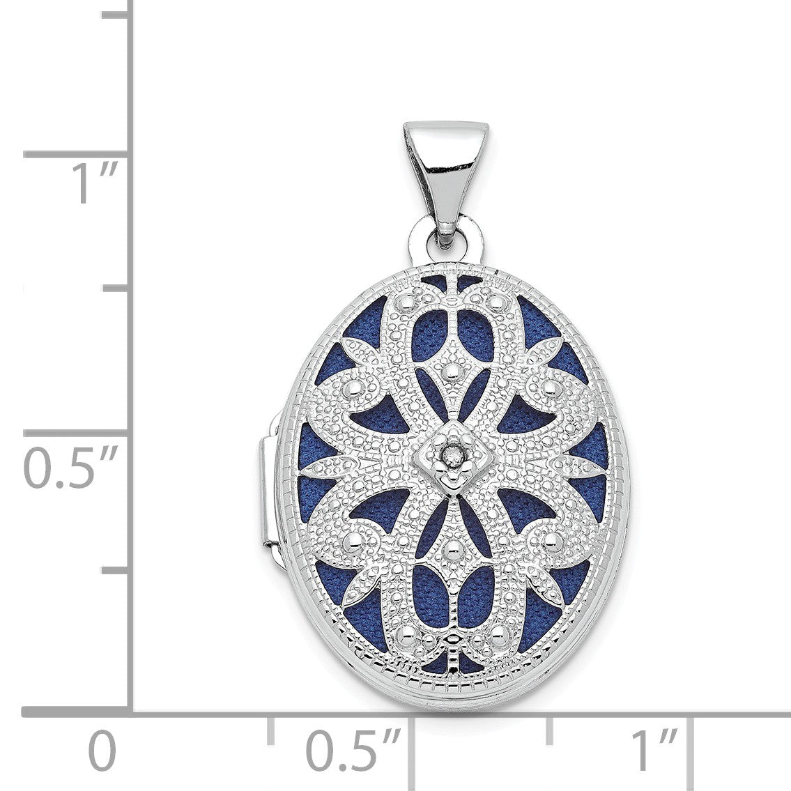 Alternate view of the 21mm Diamond Open Filigree Oval Locket 14k White Gold by The Black Bow Jewelry Co.
