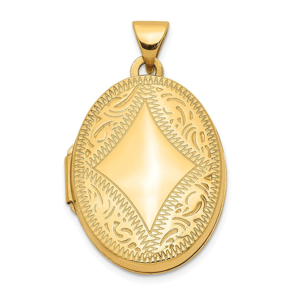14k Yellow Gold 21mm Textured Oval Locket, Item P12248 by The Black Bow Jewelry Co.