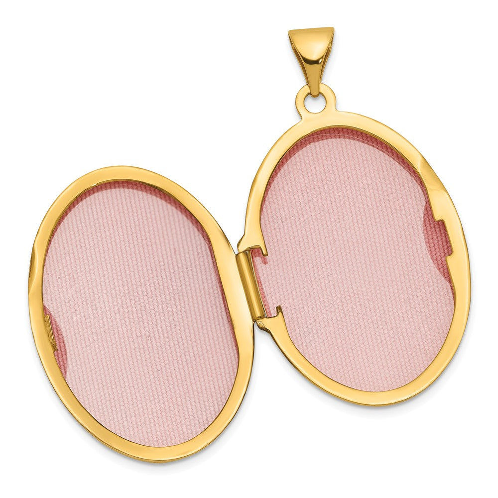 Alternate view of the 14k Yellow Gold 26mm Scroll Domed Oval Locket by The Black Bow Jewelry Co.