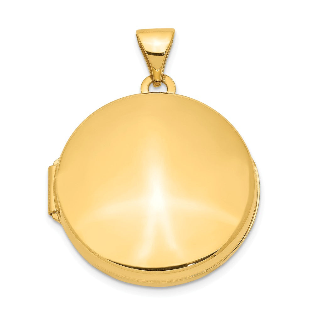 14k Yellow Gold 20mm Round Polished Domed Locket, Item P12263 by The Black Bow Jewelry Co.