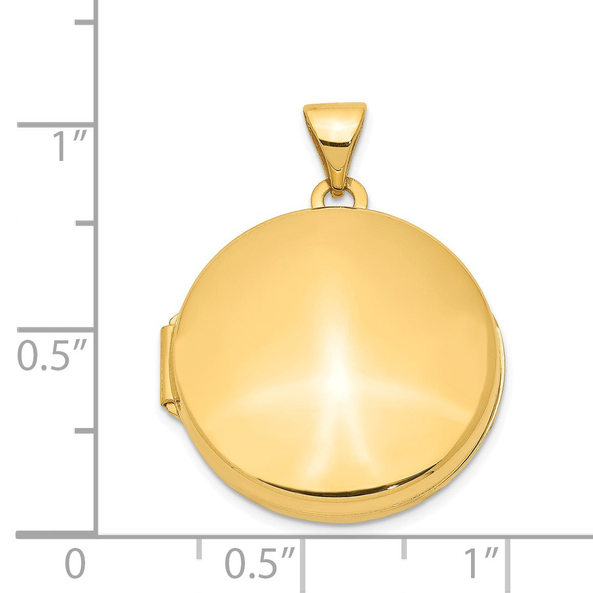 Alternate view of the 14k Yellow Gold 20mm Round Polished Domed Locket Necklace by The Black Bow Jewelry Co.