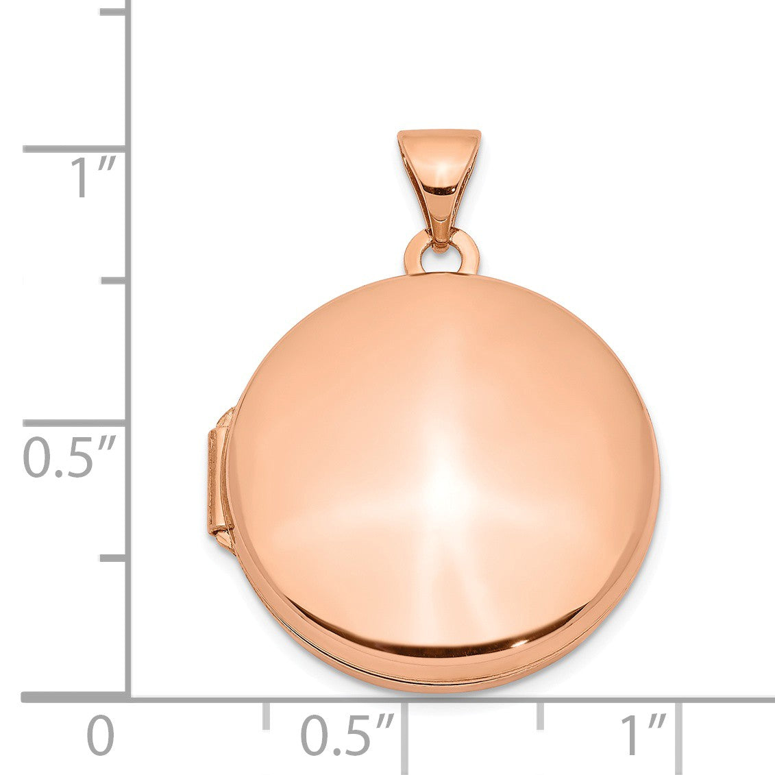 Alternate view of the 14k Rose Gold 20mm Round Polished Flat Locket by The Black Bow Jewelry Co.