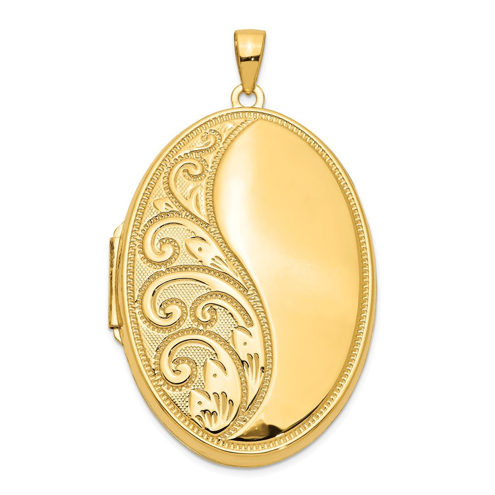 14k Yellow Gold 38mm Oval Locket, Item P12268 by The Black Bow Jewelry Co.