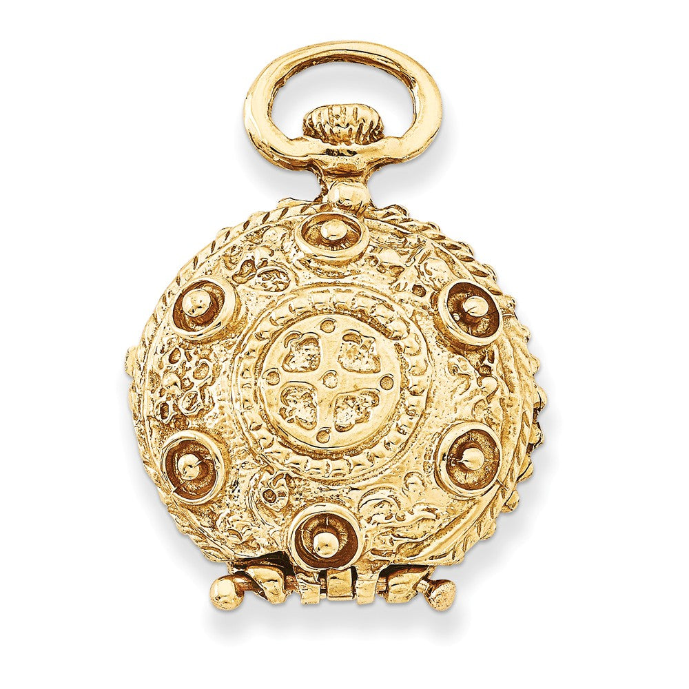 14k Yellow Gold 20mm Reversible Round Vintage Style Locket, Item P12271 by The Black Bow Jewelry Co.