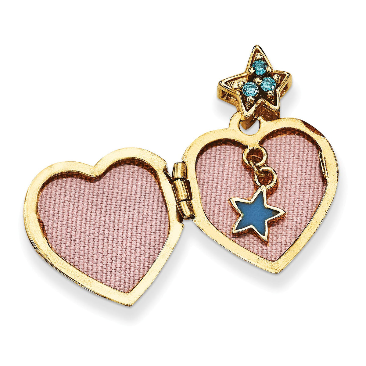 Alternate view of the 14k Yellow Gold &amp; CZ Make A Wish Star and Heart Locket, 15mm by The Black Bow Jewelry Co.