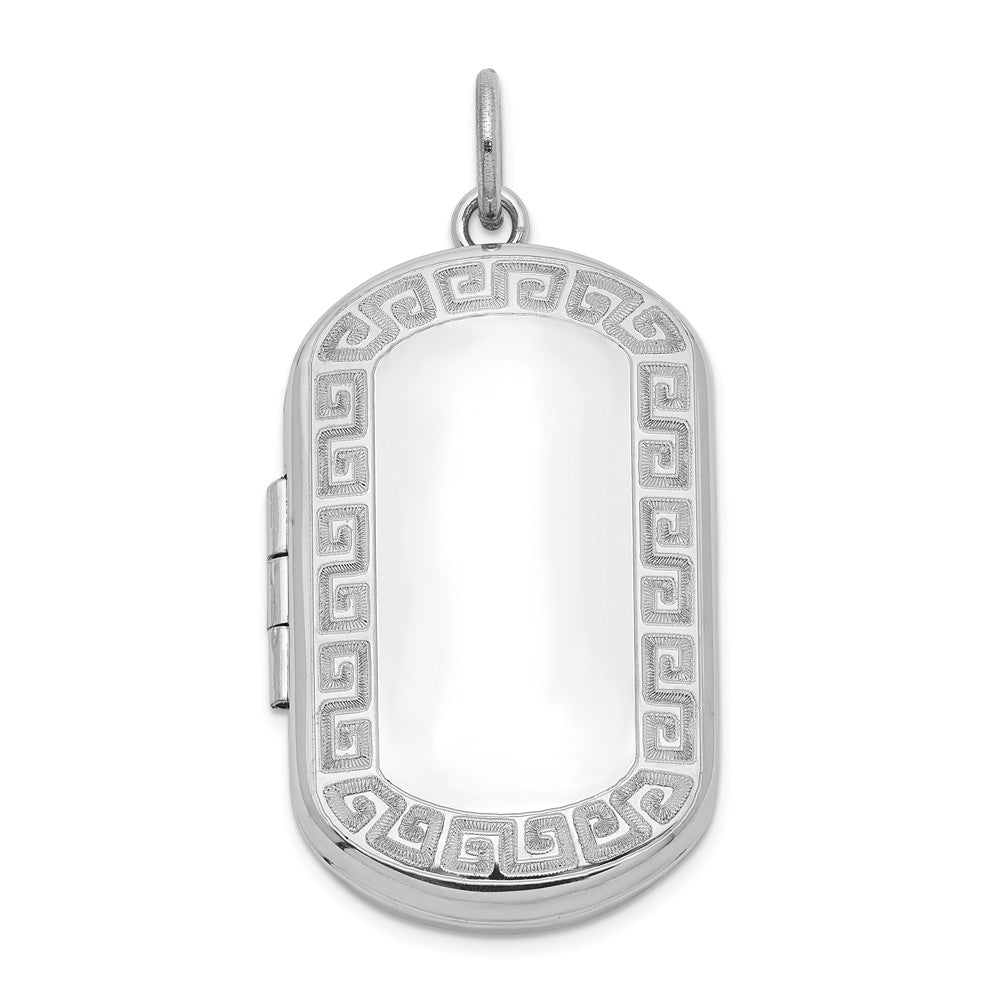 Sterling Silver 30mm Greek Key Border Rectangular Locket, Item P12282 by The Black Bow Jewelry Co.