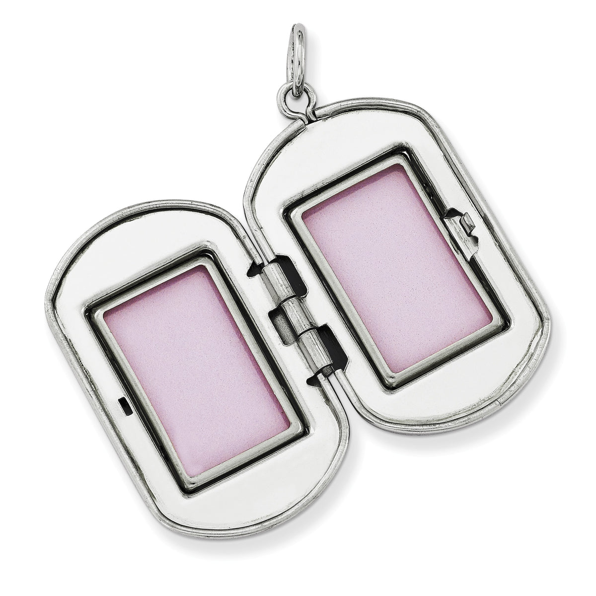 Alternate view of the Sterling Silver 30mm Greek Key Border Rectangular Locket by The Black Bow Jewelry Co.