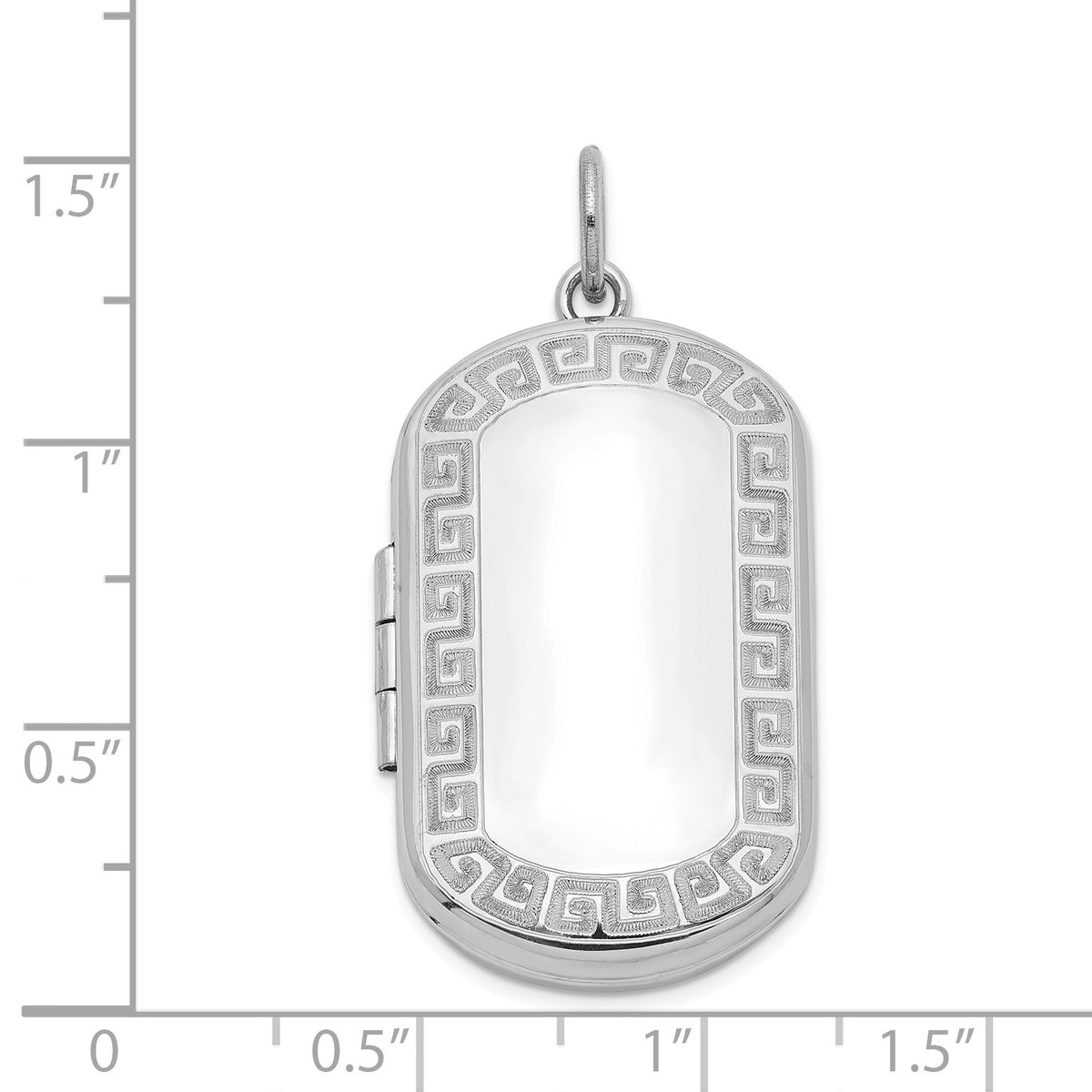 Alternate view of the Sterling Silver 30mm Greek Key Border Rectangular Locket by The Black Bow Jewelry Co.