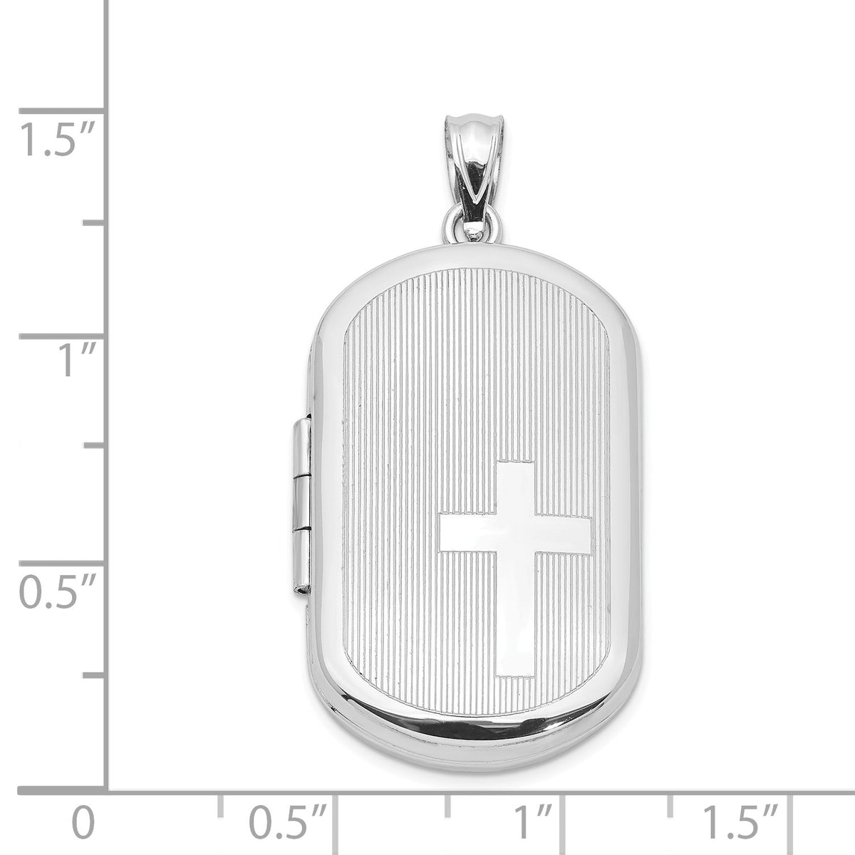 Alternate view of the Sterling Silver 30mm Side Cross Rectangular Locket by The Black Bow Jewelry Co.