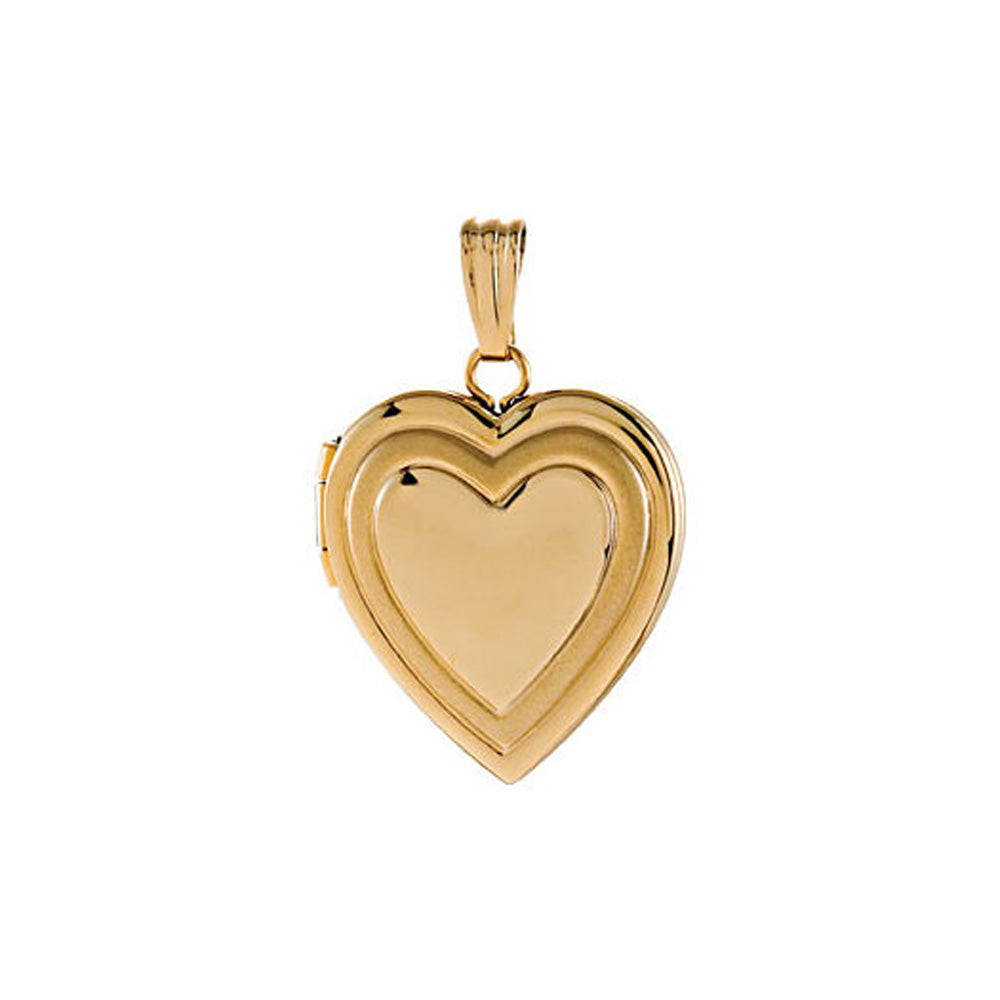 14k Yellow Gold 15mm Grooved Heart Locket, Item P12295 by The Black Bow Jewelry Co.