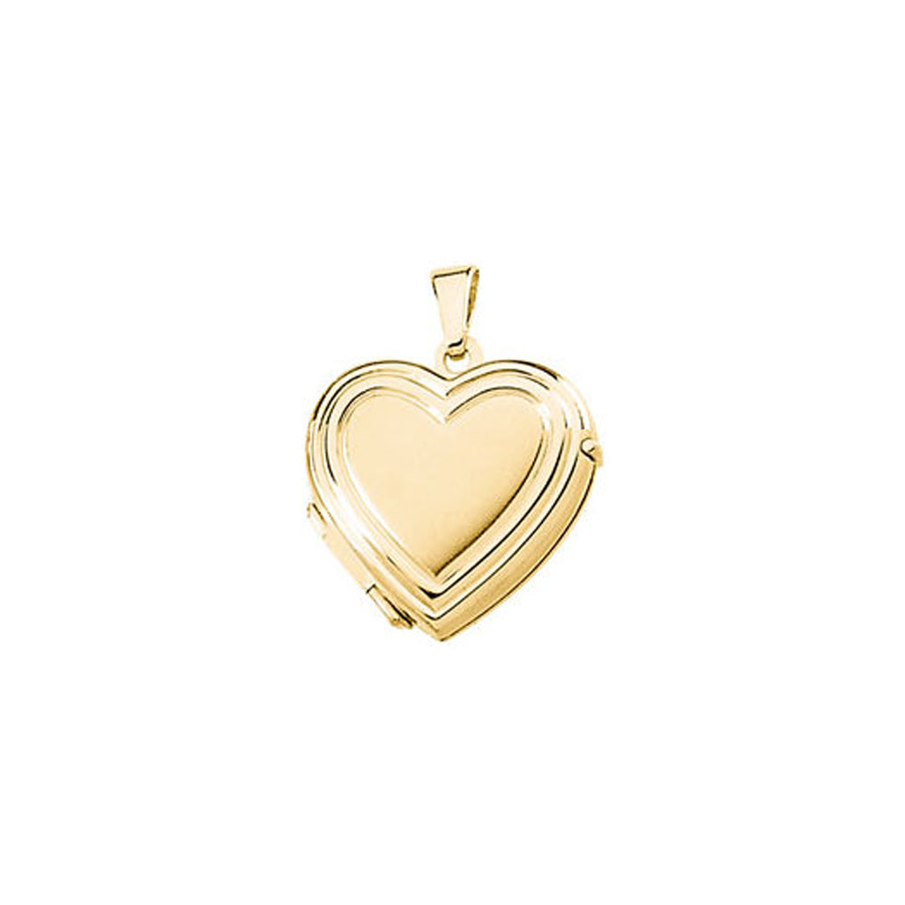 14k Yellow Gold 17mm Grooved Heart Locket, Item P12297 by The Black Bow Jewelry Co.