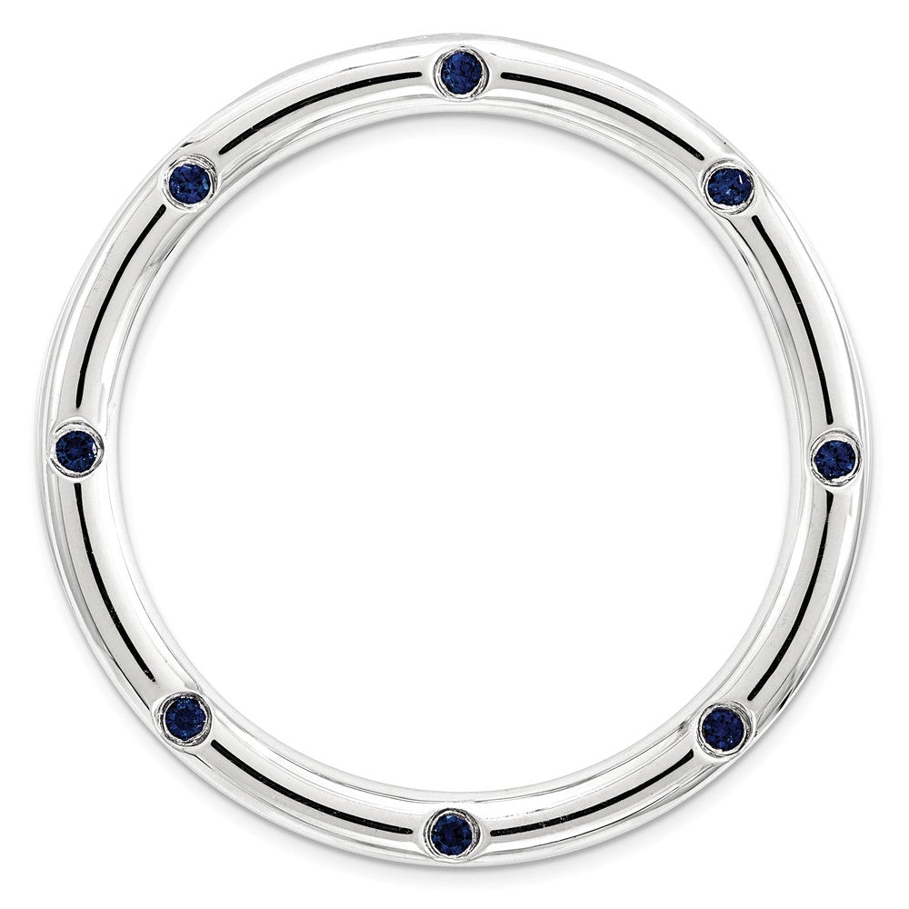 Sterling Silver &amp; Created Blue Sapphire Stackable Large Slide, 29mm, Item P12368 by The Black Bow Jewelry Co.