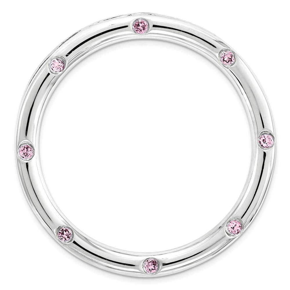 Sterling Silver&amp; Created Pink Sapphire Stackable Large Slide, 29mm, Item P12369 by The Black Bow Jewelry Co.