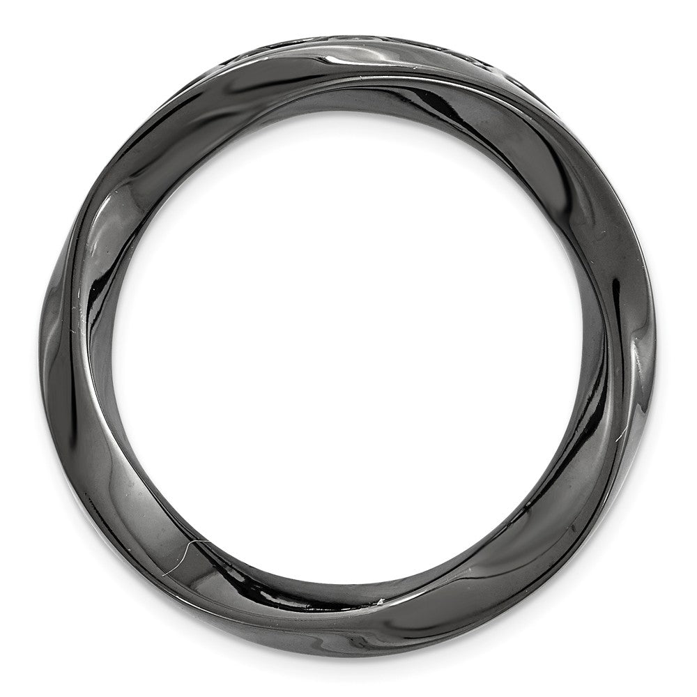 Black Plated Sterling Silver Stackable Medium Twisted Slide, 20mm, Item P12404 by The Black Bow Jewelry Co.
